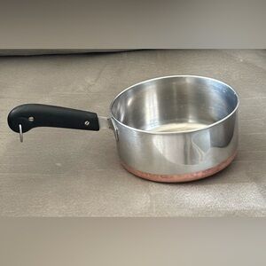 Revere Ware 1801 2 Qt Copper Bottom Sauce Pan Pre 1968 Double Ring NO LID
